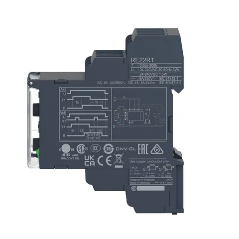 Schneider Electric RE22R1MLMR multifunction relay, Timer Relay, 8A, 1 CO, 0.05s…300h, asymmetrical flashing, 24...240V AC DC — Contattori e relè