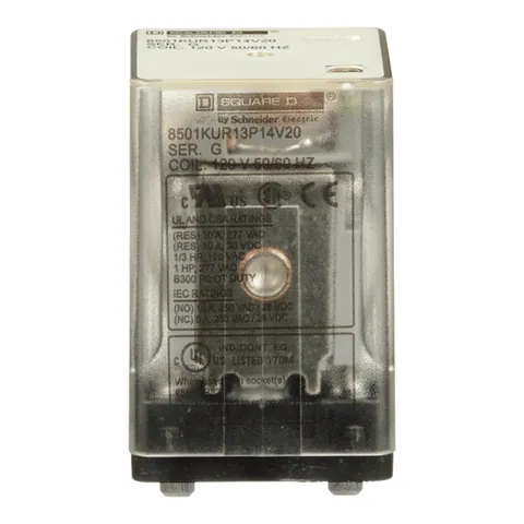 Schneider Electric 8501KUR13P14V20 Relay, Harmony 8501K, 3PDT, 11 blades, LED, coil, 10A resistive at 120V AC, 120V AC, 0.5 HP at 240V AC, 3NO + 3NC — General Accessories