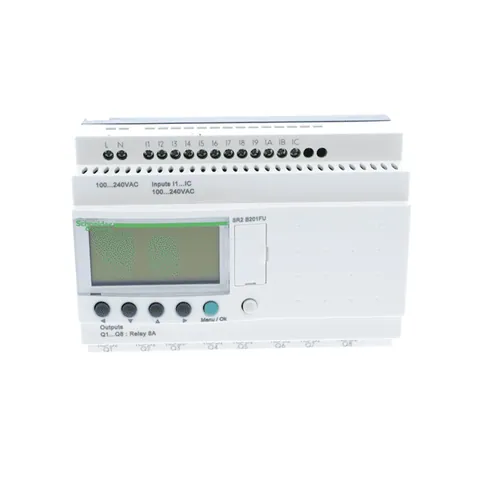 Schneider Electric SR2B201FU relé inteligente compacto, Zelio Logic SR2 SR3, 20 IO, 100 a 240 V CA, reloj, pantalla — PLC