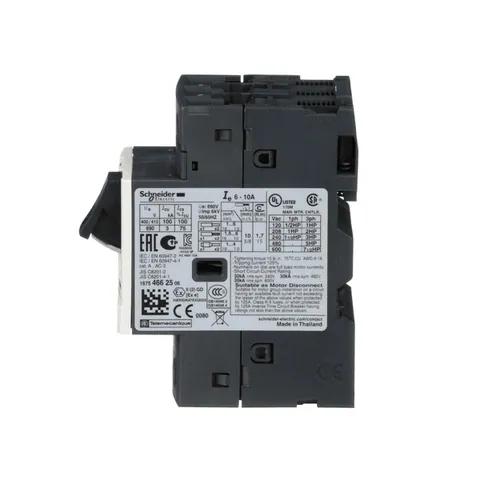 Schneider Electric GV2ME14 TeSys Deca Manual Starter and Protector, thermal magnetic circuit protector, push buttons, 6 to 10 A, screw clamp — Interruptores automáticos y fusibles