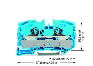 Wago 2016-1204 TOPJOB®S feedthrough terminal block; rail mount; 2-conductor; 12 mm wide; blue — Terminal Blocks