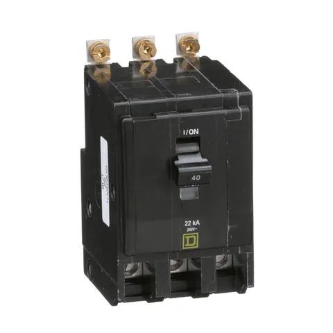 Schneider Electric QOB340VH Mini circuit breaker, QO, 40A, 3 pole, 120/240VAC, 22kA, bolt on mount — General Accessories