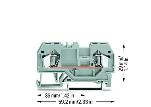 Wago 281-901 2-conductor through terminal block; 4 mm²; center marking; for DIN-rail 35 x 15 and 35 x 7.5; CAGE CLAMP®; 4,00 mm²; gray — Terminal Blocks