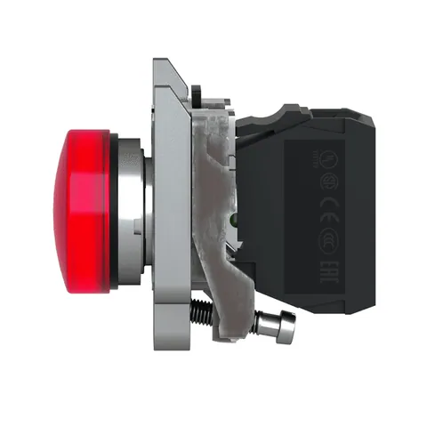 Schneider Electric XB4BVB4 Pilot light, Harmony XB4,metal, red, 22mm, universal LED, plain lens, 24V AC DC — Switches & Modular Apparatus