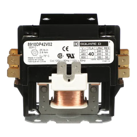 Schneider Electric 8910DP42V02 Contactor, Definite Purpose, 40A, 2 pole, 110/120VAC 50/60Hz coil, open — General Accessories