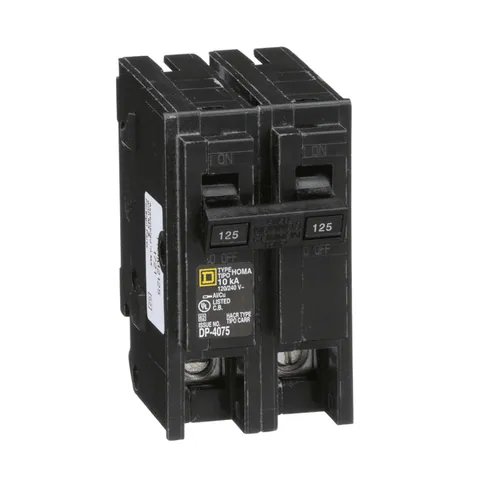 Schneider Electric HOM2125 Mini Circuit Breaker, 125A, 2 Pole, 120/240VAC, 10kA AIR, Standard Type, Plug In, UL — Circuit Breakers & Fuses