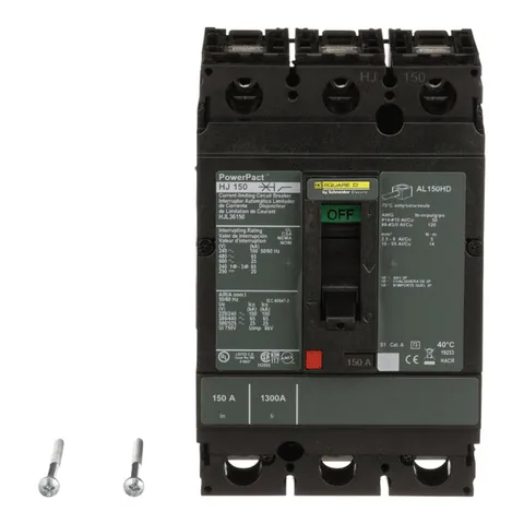 Schneider Electric HJL36150 PowerPacT H-Frame Circuit Breaker, 150A, 3 Pole, 600VAC, 25kA, Lugs, Thermal Magnetic, 80% — Accesorios generales