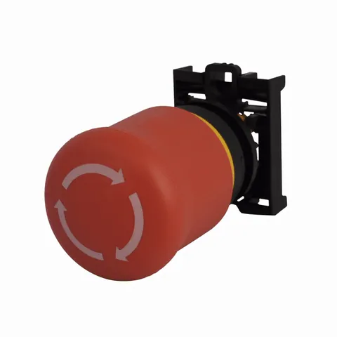 Eaton M22-PVT M22 Modular Twist-to-Release Emergency Stop Operator, 22.5 mm, 35 mm Pushbutton, Twist-to-Release, Button: Red, IP67, IP69K, NEMA 4X, 13, 100,000 Operations, Non-illuminated — Switches & Modular Apparatus