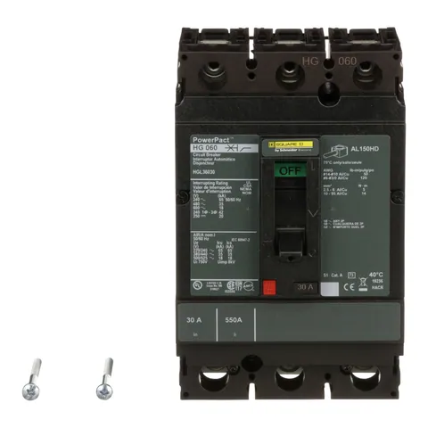 Schneider Electric HGL36030 Circuit breaker, PowerPacT H, 30A, 3 pole, 600VAC, 18kA, lugs, thermal magnetic, 80% — Accessori generali