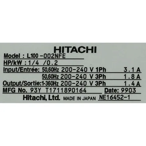 HITACHI L100-002NFE L100-002NFE Inverter — Variadores y convertidores de frecuencia