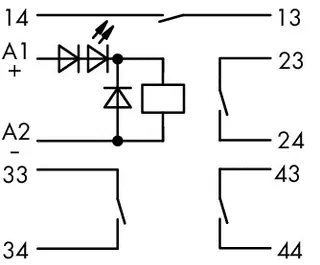 Wago 286-352/004-000 Relay module; Nominal input voltage: 24 VDC; 4 make contacts; Limiting continuous current: 5 A; Railway; Red status indicator; Module width: 25 mm; gray — Contactors & Relays