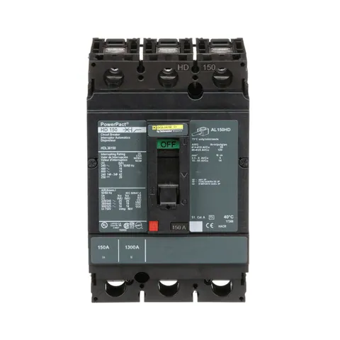 Schneider Electric HDL36150 PowerPacT H-Frame Circuit Breaker, 150A, 3 Pole, 600VAC, 14kA, Lugs, Thermal Magnetic, 80% — Accessori generali