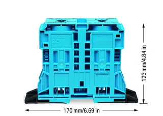 Wago 285-1164 POWER CAGE CLAMP feedthrough terminal block; with fixing flanges; 2-conductor; 350 kcMil; 32 mm wide; blue — Reihenklemmen / Klemmleisten