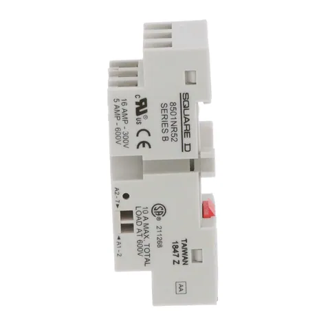 Schneider Electric 8501NR52B Plug in relay, Type N, relay socket, 8 tubular pin, double tier, for 8510KP relays and 9050JCK timers, bulk packaged — General Accessories