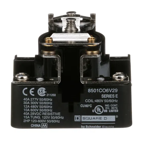 Schneider Electric 8501CO6V29 Power Relay, Type C, 2.0 HP, 30A resistive at 300 VAC, SPST, 1 normally open contact, 480 VAC coil — Accesorios generales