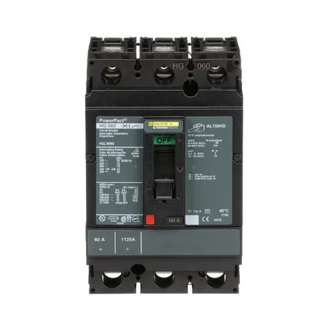 Schneider Electric HGL36060 Circuit breaker, PowerPacT H, 60A, 3 pole, 600VAC, 18kA, lugs, thermal magnetic, 80% — Accessori generali