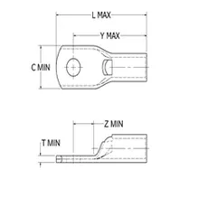 Burndy YAV18 Copper Compression Lug, Ring Tongue, 1 Hole w/ Inspection Hole, 0.3-1.2 mm, #8-#10 Stud, Short Barrel, Tin Plated — Allgemeines Zubehör