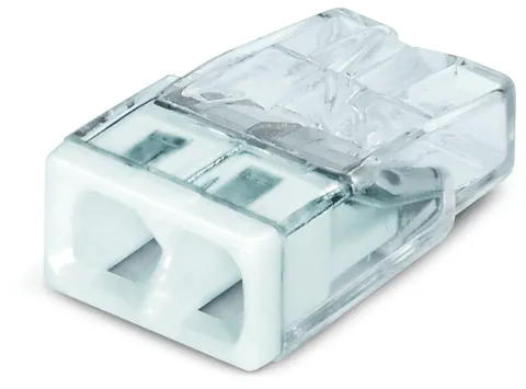 Wago 2273-202 COMPACT PUSH WIRE® connector for junction boxes; 2-conductor; transparent housing; white face — Connectors & Plugs