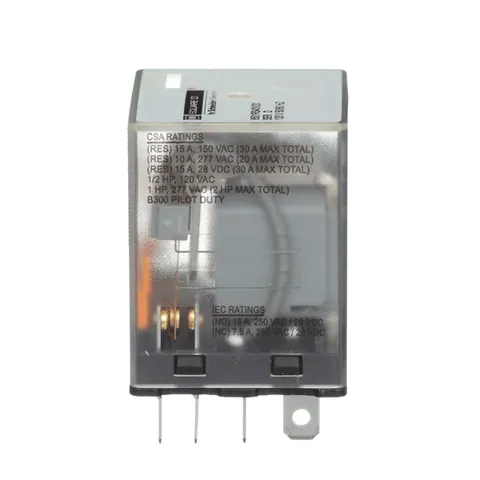 Schneider Electric 8501RS43V20 Plug in relay, Type R, miniature, 1 HP at 277 VAC, 15A resistive at 120 VAC, 11 blade, 3PDT, 3 NO, 3 NC, 120 VAC coil — General Accessories