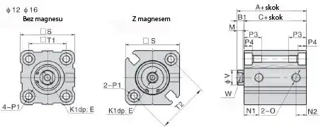 PNEUMAT SYSTEM ACQ20X25 ACQ20X20S D20x20 Clamp Actuator with Magnet — Pneumatic & Hydraulic Cylinders