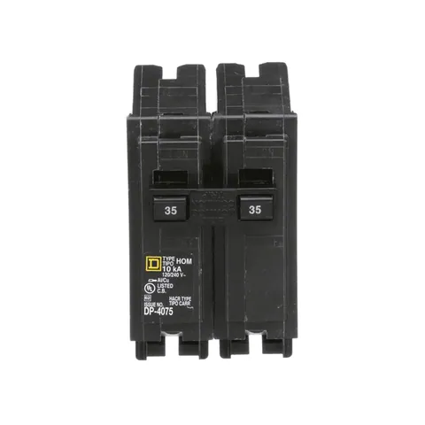 Schneider Electric HOM235 Mini circuit breaker, Homeline, 35A, 2 pole, 120/240VAC, 10kA AIR, standard type, plug in, UL — General Accessories