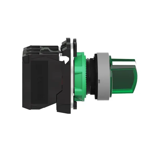 Schneider Electric XB5AK123B5C0 Illuminated Selector Switch, 22mm, Universal LED, 2 Positions, 1NO + 1NC, 24V AC/DC — Switches & Modular Apparatus