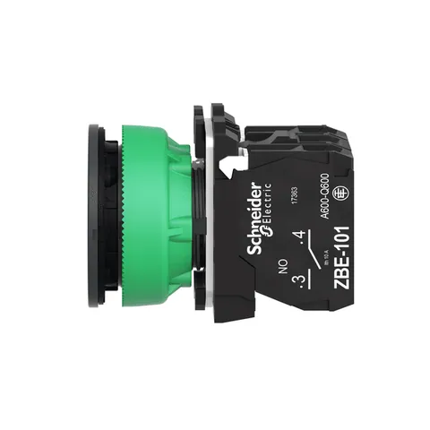 Schneider Electric XB5FW33B5 Illuminated push button, Harmony XB5, antimicrobial, plastic, green, 30mm, universal LED, 1NO + 1NC, 24V AC DC — Switches & Modular Apparatus