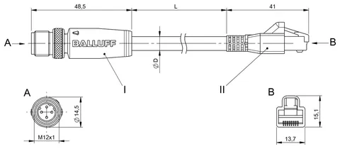 Balluff BCC0K4J Ethernet/Profinet cables — Allgemeines Zubehör