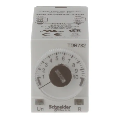 Schneider Electric TDR782XBXA-230A Time delay relay, SE Relays, DPDT, 5A, 230 VAC, 100 ms to 100 hours, 7 time scales, on-delay function, socket compatible — Akcesoria ogólne