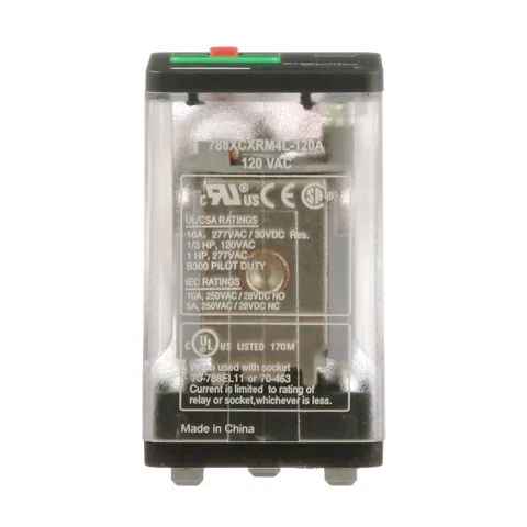 Schneider Electric 788XCXRM4L-120A General purpose relay, SE Relays, 788R, 3PDT, 10A, 120 VAC, Quick terminal, clear cover with LED, lock push button — Akcesoria ogólne