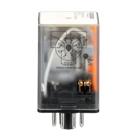 Schneider Electric 8501KPR12V14 Plug in relay, Type KP, tubular, 1 HP at 277 VAC, 10A resistive at 120 VAC, 8 pin, DPDT, 2 NO, 2 NC, 12 VAC coil — General Accessories