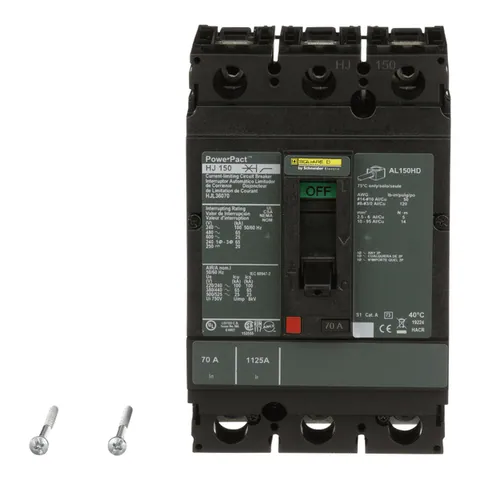 Schneider Electric HJL36070C Circuit breaker, 70A, 3 pole, 600VAC, 25kA, lugs, thermal magnetic, 100% — Interruttori automatici e fusibili