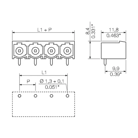 Weidmuller 1980450000 7.62 mm Male Header Plug-in Connector 10 Poles 90° THT Solder — Accessori generali