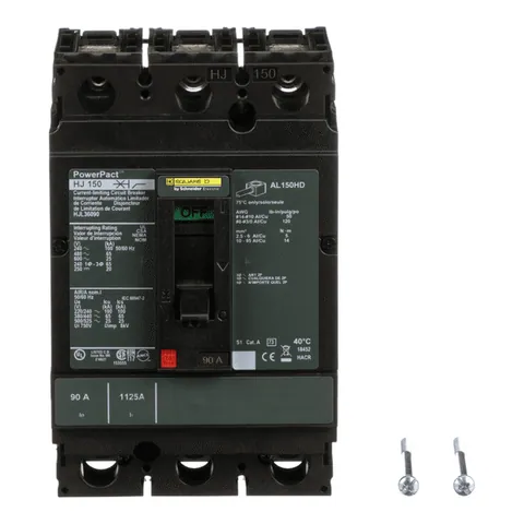 Schneider Electric HJL36090 Circuit breaker, PowerPacT H, 90A, 3 pole, 600VAC, 25kA, lugs, thermal magnetic, 80% — Interruttori automatici e fusibili