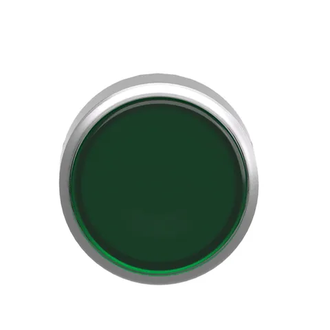 Schneider Electric ZB4BW333 Head for illuminated push button, Harmony XB4, metal, green flush, 22mm, universal LED, spring return, plan lens — Switches & Modular Apparatus