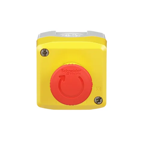 Schneider Electric XALK178H7 Harmony, yellow control station, red mushroom head push button, 40 mm turn to release, 1 NC — Allgemeines Zubehör