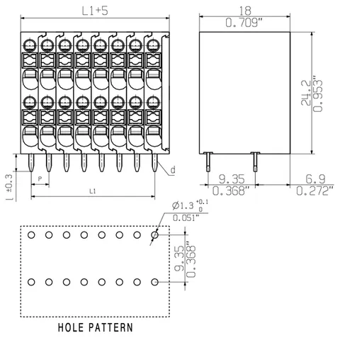 Weidmuller 2001010000 3.50 mm PCB Terminal Block, 18 Poles, 90° — Accessori generali