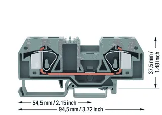 Wago 283-901 2-conductor through terminal block; 16 mm²; center marking; for DIN-rail 35 x 15 and 35 x 7.5; CAGE CLAMP®; 16,00 mm²; gray — Terminal Blocks