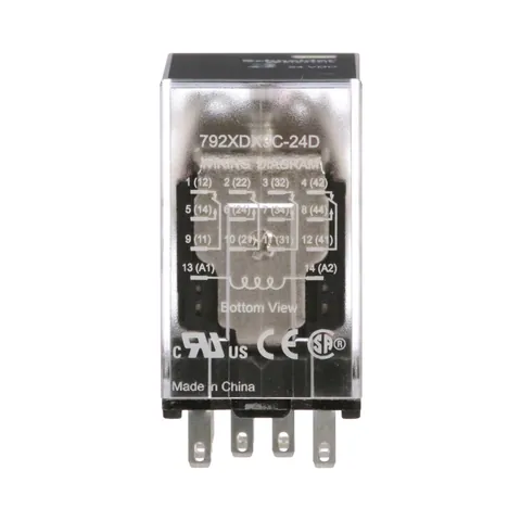 Schneider Electric 792XDX3C-24D Power relay, SE Relays, 4PDT, 3A, 24 VDC, low level bifurcated contacts, clear cover — Akcesoria ogólne