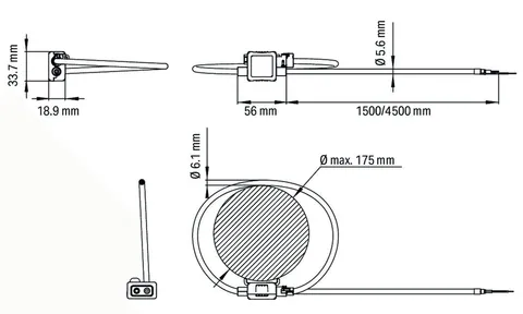 Wago 855-9450/2000-1751 Rogowski coil; RT 4000; Diameter 175 mm; 4.5 m; Bayonet connector; for cable tie — Allgemeines Zubehör