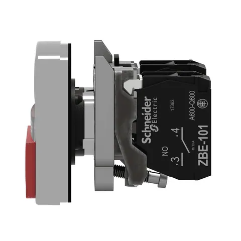 Schneider Electric XB4BW73731M5 Illuminated double headed push button, Harmony XB4, metal, 22mm, 1 green flush I + 1 pilot light + 1 red projecting O, 240V AC, 1NO + 1NC — Schalter & modulare Geräte