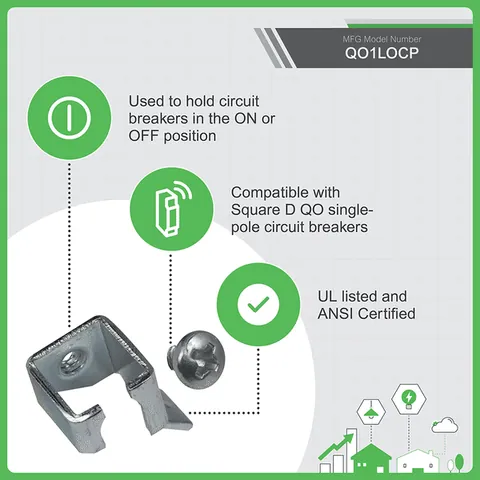 Schneider Electric QO1LO Mini circuit breaker accessory, QO, clamp, handle, for holding in ON or OFF position — Accessori generali