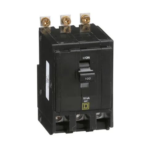 Schneider Electric QOB3100 Mini circuit breaker, QO, 100A, 3 pole, 120/240VAC, 10kA, bolt on mount — General Accessories