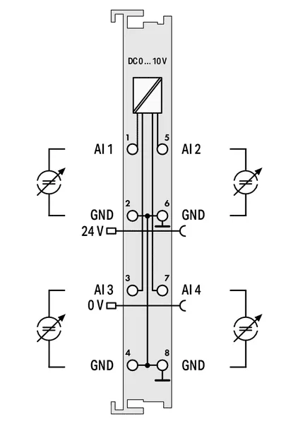 Wago 750-459 4-channel analog input; 0 ... 10 VDC; Single-ended — Módulos PLC y extensiones