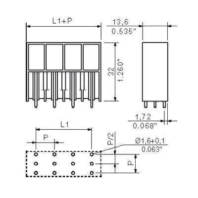 Weidmuller 1813410000 10.16mm Male Header PCB Plug-in Connector 2 Poles 180° THT 3.5mm — Accessori generali