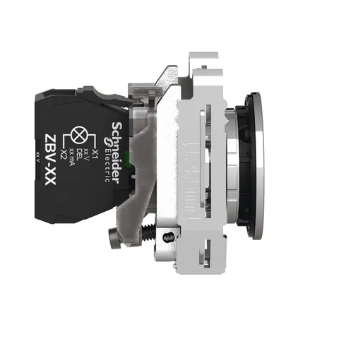 Schneider Electric XB4FVB1 Pilot light, Harmony XB4,metal, white flush mounted, 30mm, universal LED, plain lens, 24V AC DC — General Accessories