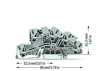 Wago 2003-7645 Multilevel installation terminal block; with operating slots; 2.5 mm²; L/L/PE; Push-in CAGE CLAMP®; 2,50 mm²; gray — Terminal Blocks