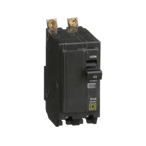 Schneider Electric QOB245 Mini circuit breaker, QO, 45A, 2 pole, 120/240VAC, 10kA, bolt on mount — General Accessories