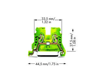 Wago 870-907 2-conductor ground terminal block; 2.5 mm²; lateral marker slots; for DIN-rail 35 x 15 and 35 x 7.5; CAGE CLAMP®; 2,50 mm²; green-yellow — Terminal Blocks