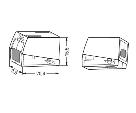 Wago 224-112 Fixture connector; 1-pole (1x solid to 2x solid, stranded, or fine-stranded); white — Connectors & Plugs